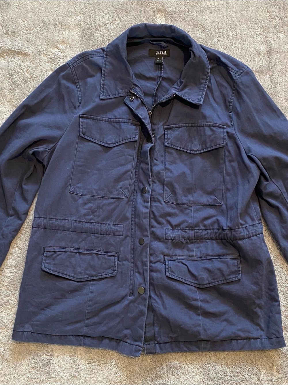 a.n.a Navy Blue Utility Jacket with Pockets